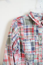 L.L. Bean Pink Blue & Green Plaid Button Down Shirt | M Petite