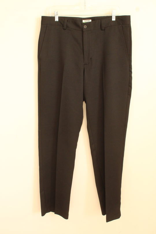 Izod Ribbed Black Dress Pants | 34 x 34
