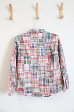 L.L. Bean Pink Blue & Green Plaid Button Down Shirt | M Petite
