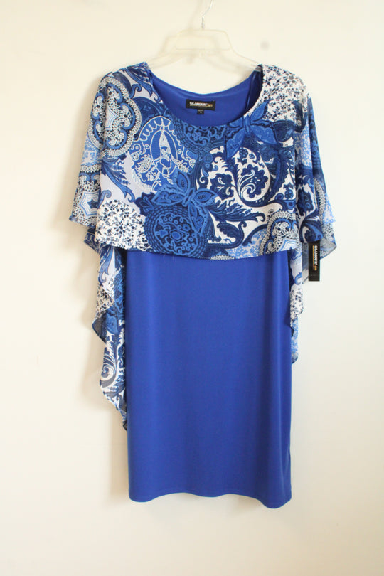 New Glamor Nights Blue with Paisley Overlay Dress | 6