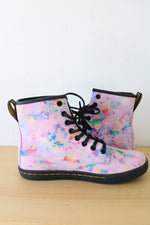 Dr. Martens Sheridan Rainbow Confetti Suede Combat Boots | Size 6