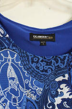 New Glamor Nights Blue with Paisley Overlay Dress | 6