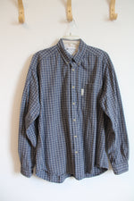 Columbia Blue & Gray Plaid Button Down Shirt | L