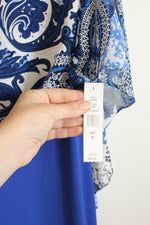 New Glamor Nights Blue with Paisley Overlay Dress | 6