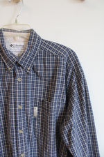 Columbia Blue & Gray Plaid Button Down Shirt | L