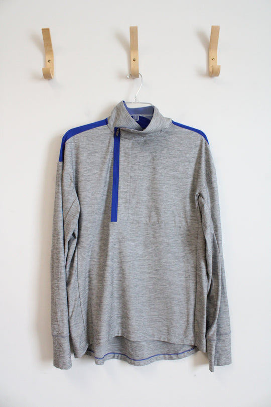 Under Armour Gray & Blue Off-Set 1/4 Zip Lightweight Jacket | L