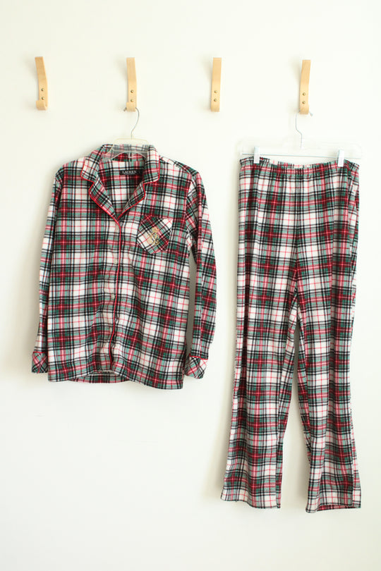 Ralph Lauren 2 Piece Red Green Flannel Plaid Pajamas | MED