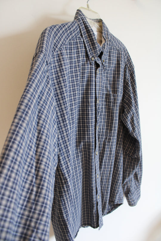 Columbia Blue & Gray Plaid Button Down Shirt | L