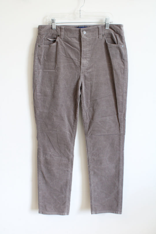 Talbots High-Waist Straight Leg Gray Corduroy Pants | 10