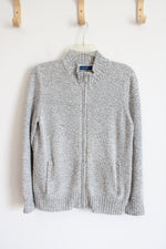 Karen Scott White & Black Zip-Up Sweater | S