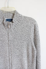 Karen Scott White & Black Zip-Up Sweater | S