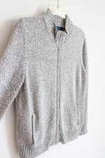 Karen Scott White & Black Zip-Up Sweater | S