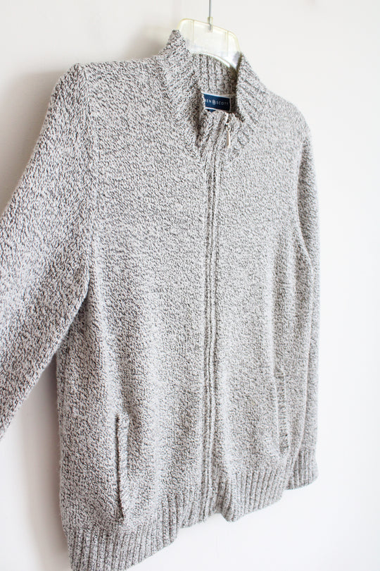 Karen Scott White & Black Zip-Up Sweater | S