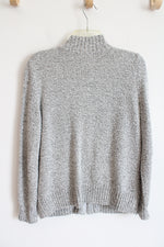 Karen Scott White & Black Zip-Up Sweater | S