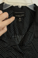 Foxcroft Wrinkle Free Black and White Dot Collared Button-down Dress | 12