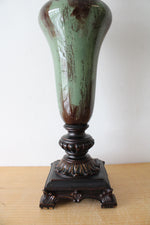 Ornate Green & Brown Pedestal Urn