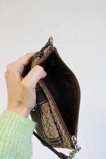 Coach Soho Brown Monogram Mini Wristlet Bag