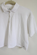 Hollister White Polo Crop Shirt | M