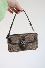 Coach Soho Brown Monogram Mini Wristlet Bag