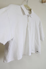 Hollister White Polo Crop Shirt | M