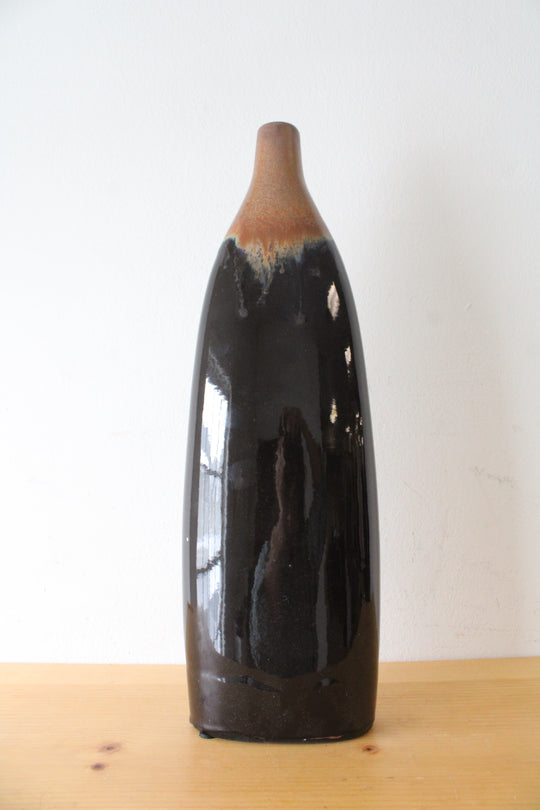 Brown Glazed Ceramic Oblong Vase | 18"