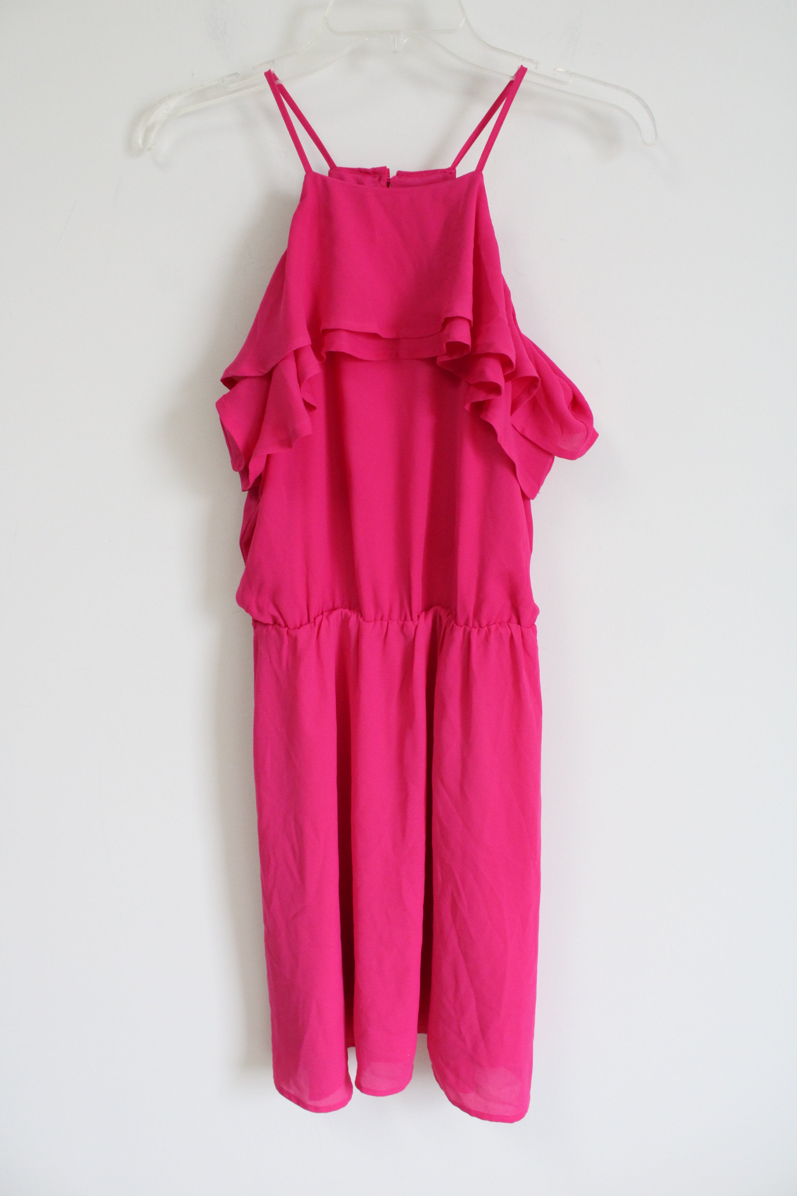 Maurices Hot Pink Ruffle Chiffon Dress | S