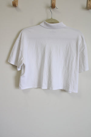 Hollister White Polo Crop Shirt