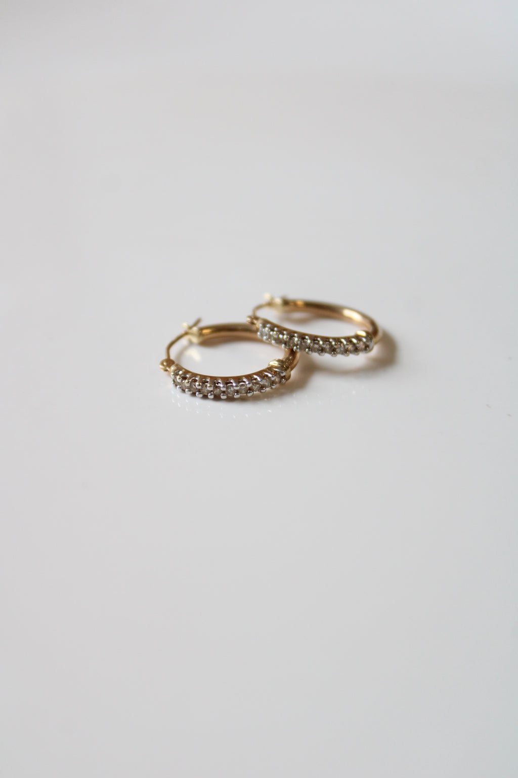 10KT Yellow Gold CZ Hoop Earrings