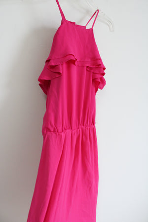 Maurices Hot Pink Ruffle Chiffon Dress | S
