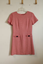 Karl Lagerfeld Paris Red and White Tweed Dress with Rose Buttons | 6