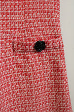 Karl Lagerfeld Paris Red and White Tweed Dress with Rose Buttons | 6