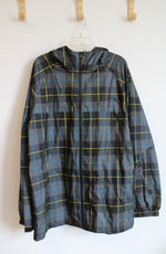 Burton Gray Black Blue & Yellow Plaid Rain Jacket | XL