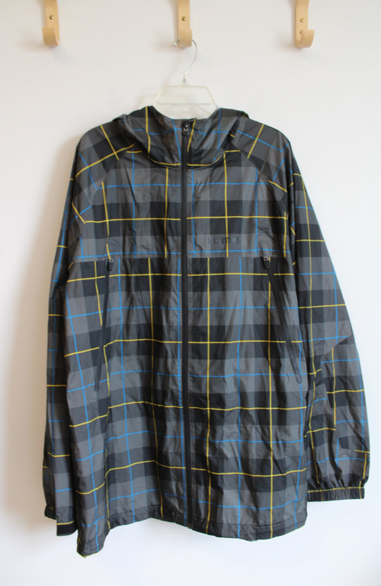 Burton Gray Black Blue & Yellow Plaid Rain Jacket | XL