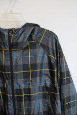 Burton Gray Black Blue & Yellow Plaid Rain Jacket | XL