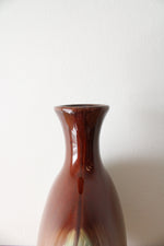 Vintage Brown & Green Glazed Narrow Round Vase