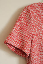 Karl Lagerfeld Paris Red and White Tweed Dress with Rose Buttons | 6