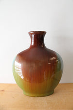 Vintage Brown & Green Glazed Narrow Round Vase