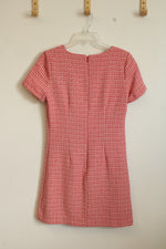 Karl Lagerfeld Paris Red and White Tweed Dress with Rose Buttons | 6