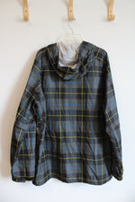 Burton Gray Black Blue & Yellow Plaid Rain Jacket | XL