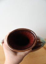 Vintage Brown & Green Glazed Narrow Round Vase
