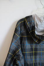 Burton Gray Black Blue & Yellow Plaid Rain Jacket | XL