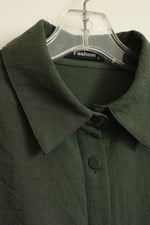 Dark green LS Button Down Layered Dress | L