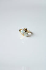 14KT Yellow Gold Clear Stone Crossover Ring | Size 5.5