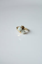 14KT Yellow Gold Clear Stone Crossover Ring | Size 5.5