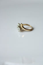 14KT Yellow Gold Clear Stone Crossover Ring | Size 5.5
