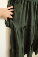 Dark green LS Button Down Layered Dress | L