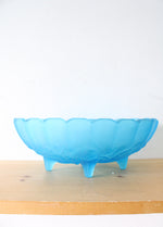 Indiana Glass Blue Satin Frosted Oval Footed Fruit Bowl