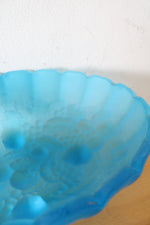 Indiana Glass Blue Satin Frosted Oval Footed Fruit Bowl