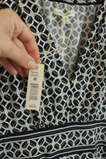 New Max Studio Green and Navy Printed Stretch Dress | M