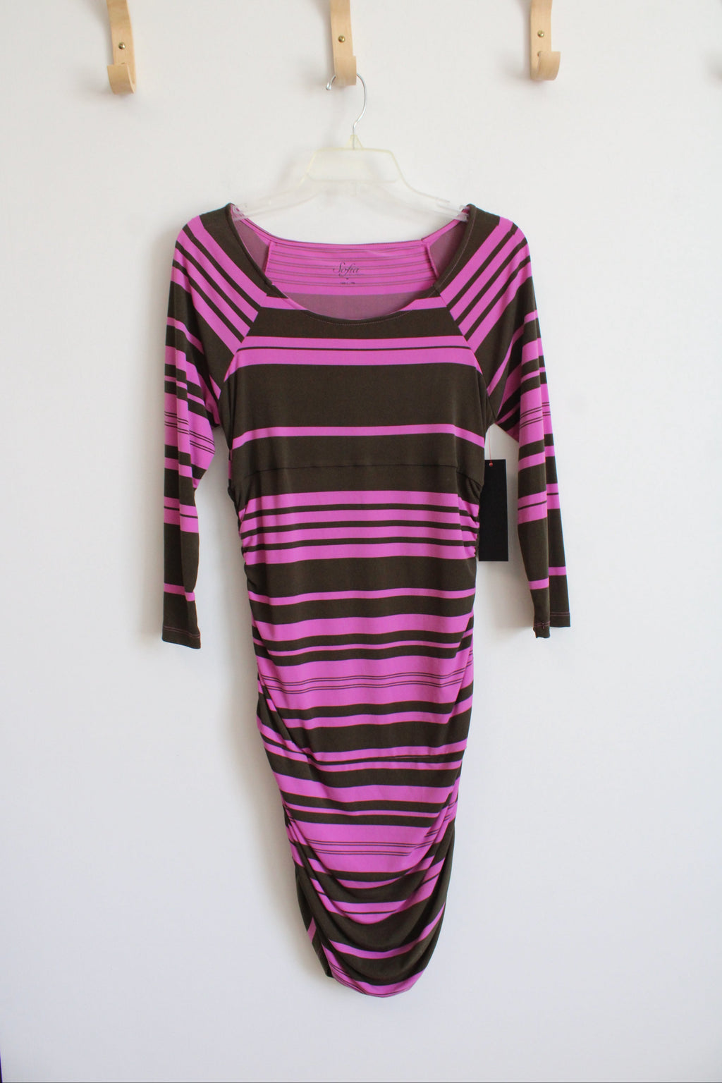 NEW Sofia Vergara Brown & Pink Ruched Dress | M